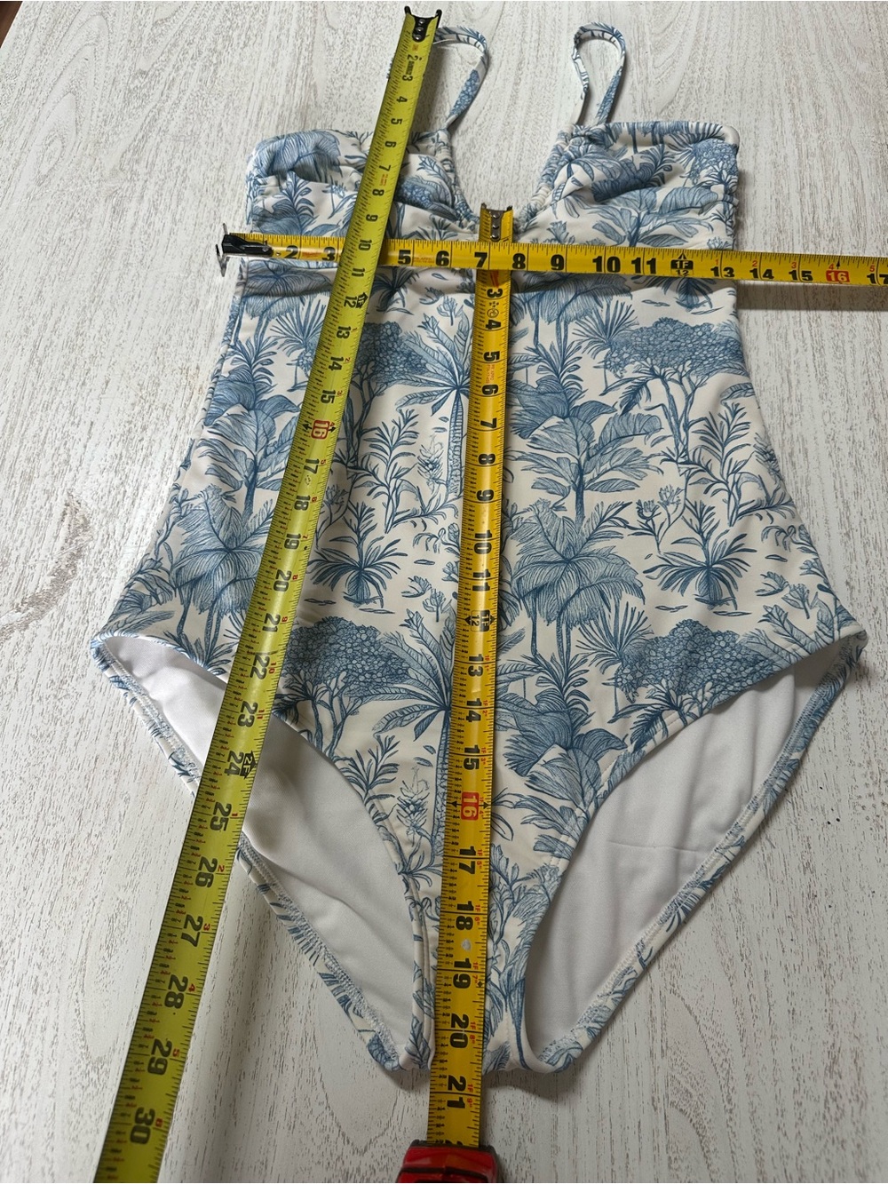 Shade & Shore White One-Piece with Blue Tropical Print - Picture 5 of 7